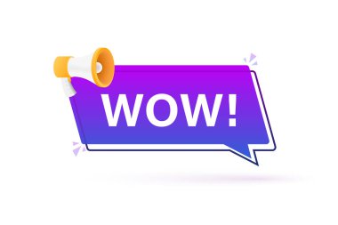 Vay be megafon. Düz vektör çizimi. Terfi teklifini açıkla. İnsanlar iletişim.