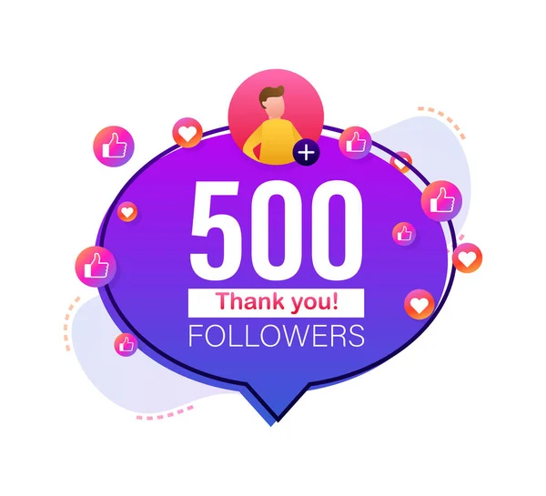 Obrigado 500000 números seguidores. Banner de estilo plano. Parabéns multicolorido graças imagem para amigos net gosta. Ilustração vetorial. —  Vetores de Stock