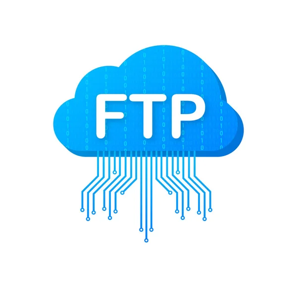 FTP file transfer icon. FTP technology icon. Transfer data to server. Vector illustration. — Stock Vector