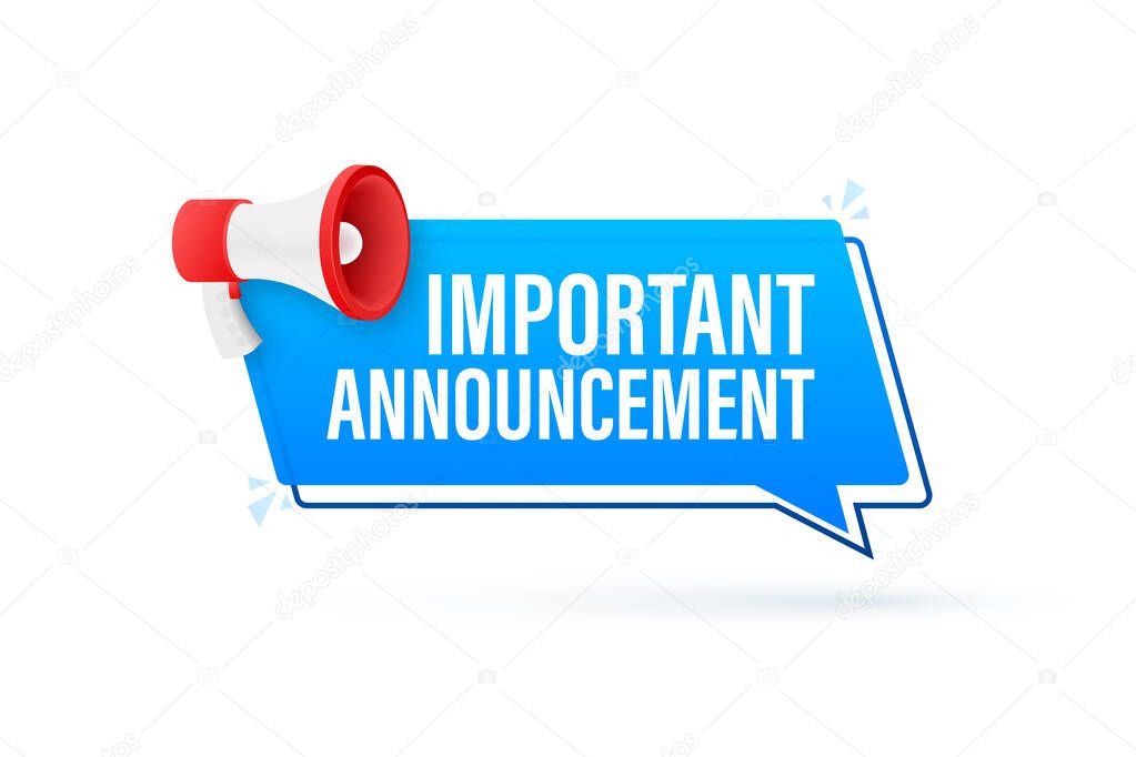 Megaphone with important announcement. Megaphone banner. Web design. Vector stock illustration