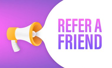 Megafon bayrağı, bir arkadaşa gönderme. Vektör stok illüstrasyonu.