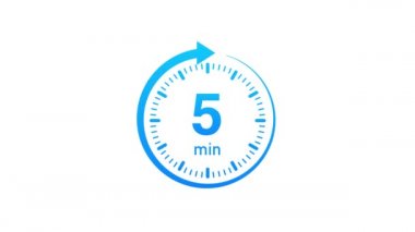 5 dakika, kronometre simgesi. Stopwatch simgesi düz stil. Hareket grafikleri.