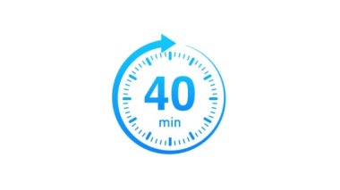40 dakika, kronometre simgesi. Stopwatch simgesi düz stil. Hareket grafikleri