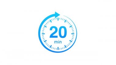 20 dakika, kronometre simgesi. Stopwatch simgesi düz stil. Hareket grafikleri