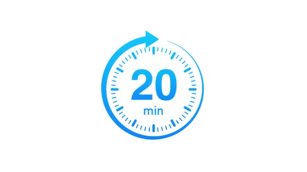 Los 20 minutos, el icono del cronómetro. Icono de cronómetro en estilo plano. Gráficos en movimiento — Vídeo de stock
