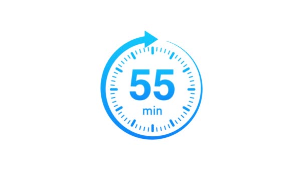 De 55 minuten, stopwatch icoon. Stopwatch icoon in platte stijl. Bewegingsgrafiek — Stockvideo