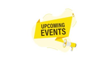 Yaklaşan olaylarla birlikte megafon etiketi. Megafon bayrağı. Hareket grafikleri