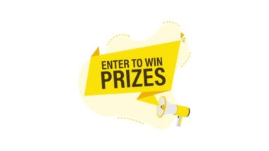 Megafon El, ödül kazanmak için metin yazan iş konsepti Enter. Hareket grafikleri.