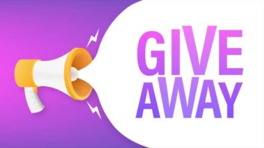 Sancak tasarımı için hediye megafonla modern düz bir şablon. Hareket grafikleri.