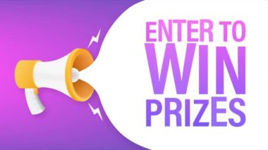 Megafon El, ödül kazanmak için metin yazan iş konsepti Enter. Hareket grafikleri.