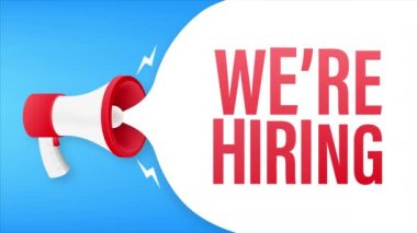 İşçi aradığımız megafon etiketi. Megafon bayrağı. Hareket grafikleri