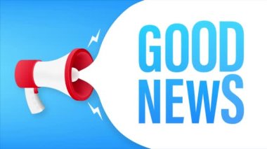 İyi haberli megafon. Megafon bayrağı. Hareket grafikleri