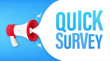 Hızlı anket ile megafon etiketi. Megafon bayrağı. Hareket grafikleri