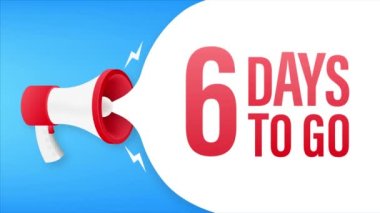 Erkek eli megafon tutuyor ve konuşma baloncuğuna 6 gün kaldı. Hareket grafikleri.