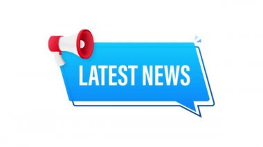 En son haberlerle birlikte megafon. Megafon bayrağı. Web tasarımı. Hareket grafikleri