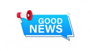 İyi haberli megafon. Megafon bayrağı. Hareket grafikleri