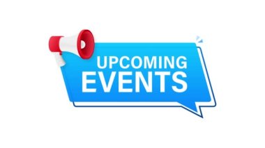 Yaklaşan olaylarla birlikte megafon etiketi. Megafon bayrağı. Hareket grafikleri