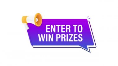 Megafon El, ödül kazanmak için metin yazan iş konsepti Enter. Hareket grafikleri.