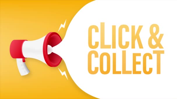 Megaphone click and collect banner. Flat style. Website icon. Motion graphics. — Stock Video