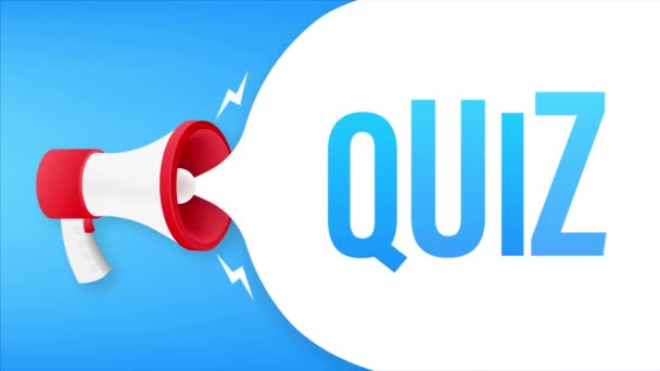 Étiquette mégaphone avec quiz. Bannière mégaphone. Graphiques de mouvement — Video