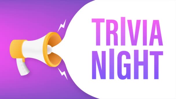 Megaphone label με trivia night. Πανό Megaphone. Γραφικά κίνησης — Αρχείο Βίντεο