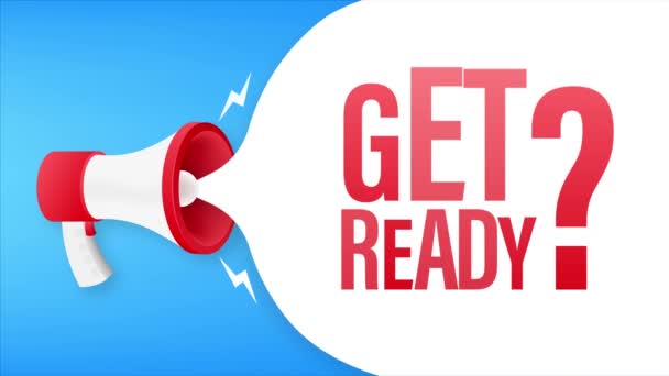Megaphone with Get ready. Megaphone banner. Motion graphics. — Stock Video