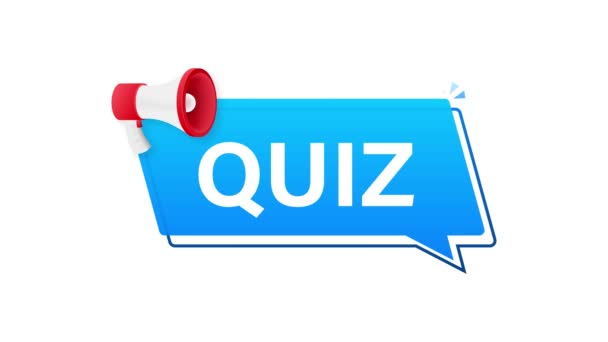 Megaphone label with quiz. Megaphone banner. Motion graphics — Stock Video