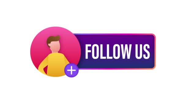 Button Follow us on white background. Motion graphics — Stock Video
