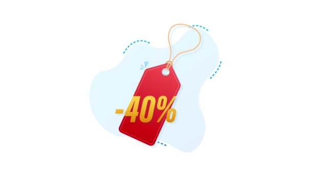 40 por ciento OFF Venta etiqueta de descuento. Descuento precio oferta etiqueta. 40 por ciento de descuento promoción icono plano con sombra larga. Gráficos en movimiento — Vídeos de Stock