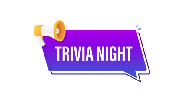 Megaphone label with trivia night. Megaphone banner. Motion graphics — Stock Video