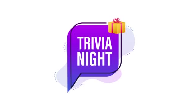 Etiqueta de megáfono con noche de trivia. Banner de megáfono. Gráficos en movimiento — Vídeos de Stock