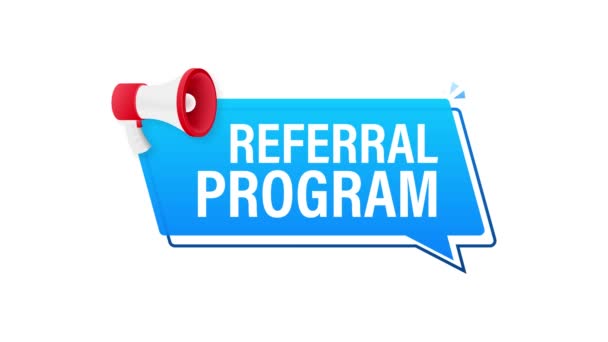 Megaphone label with referral program. Megaphone banner. Motion graphics — Stock Video