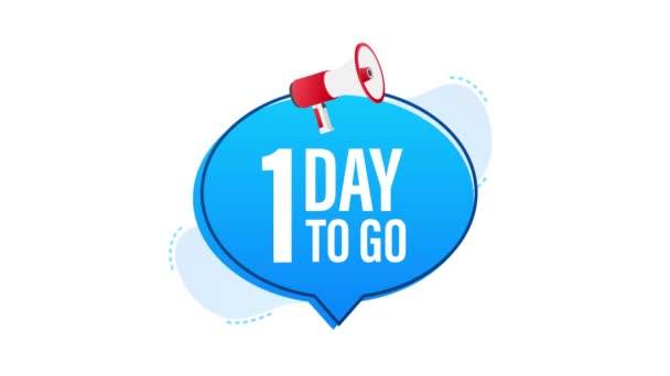 Male hand holding megaphone with 1 day to go speech bubble. Motion graphics — Stock Video