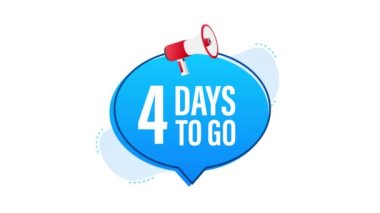 Erkek eli megafon tutuyor ve konuşma baloncuğuna 4 gün kaldı. Hareket grafikleri.