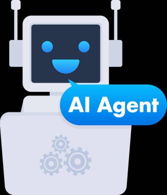 Al Ajan Robot gülümsüyor ve ekranda yapay zeka hakkında bilgi dağıtıyor.