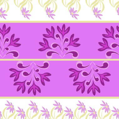 Kusursuz çiçek deseni, vektör. Beyaz arka planda mor çiçekler. Sanat & Resimleri.