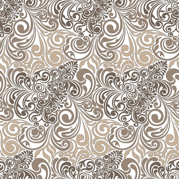 シームレスなパターン レトロなスタイルで茶色の抽象的なパターン 白の背景 ベクトル — ストックベクタ