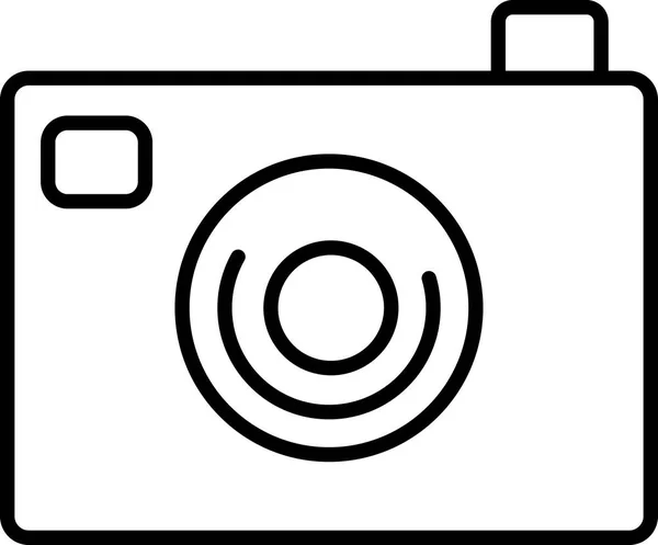 Black outline icon of photocamera in simple style — Stock Vector