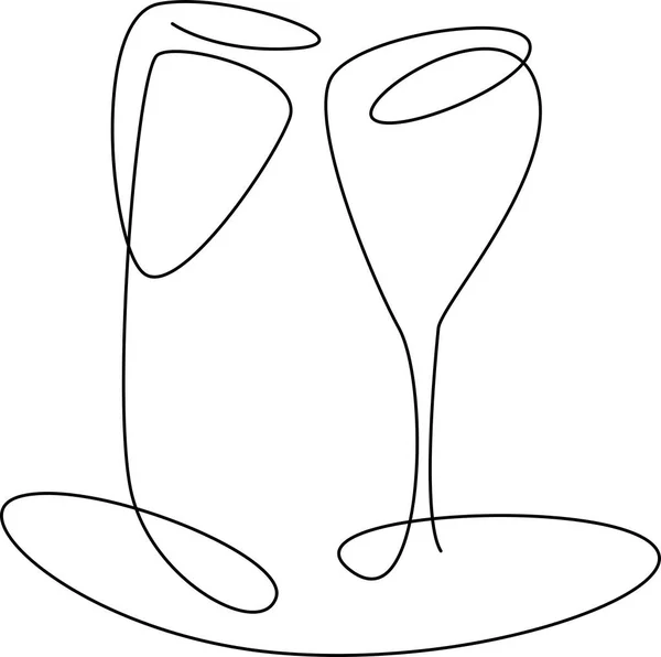 两个杯子一线型黑色 — 图库矢量图片