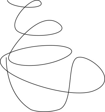 Bir fincan kahve. Bir çizgi siyah karalama.