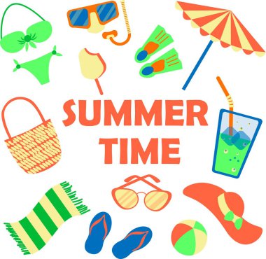 Plaj için yaz eşyaları.