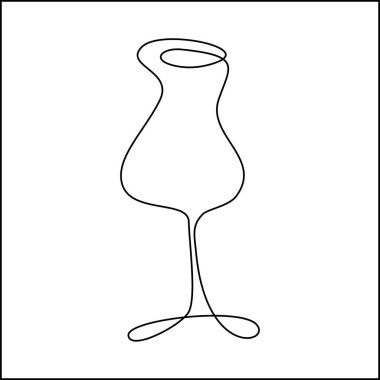 Tek bir çizgili çizim çizgisi, çizgisel, kokteyl, bardak, içecek. izole görüntü beyaz arkaplan. Kısa.