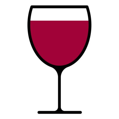 Beyaz arka planda kırmızı şarap kadehi. Düz stil. Vektör illüstrasyonu