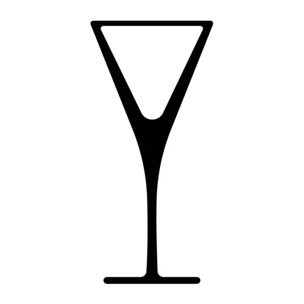 Silueta negra de vidrio para cóctel o bebida corta. Un vaso para vodka. Un vaso para un trago. Ilustración vectorial, estilo plano — Vector de stock