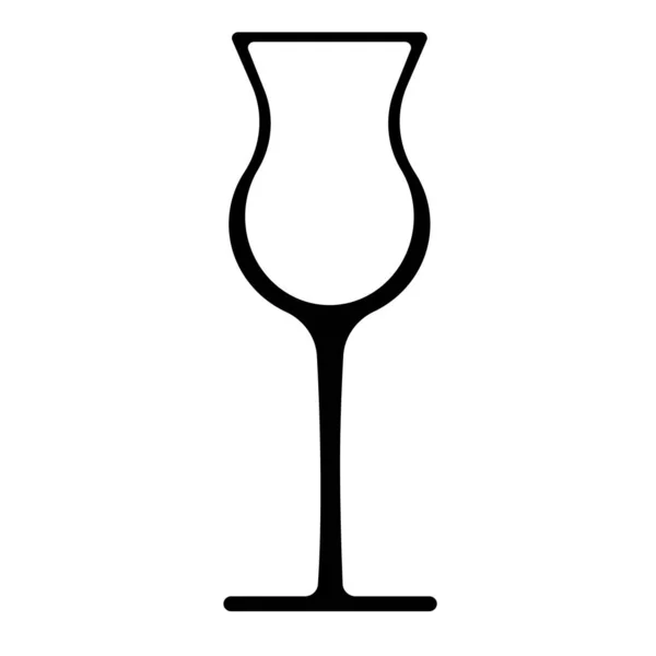 Silueta negra de vidrio para cóctel o bebida corta. Vaso para vodka o palinka húngara. Un vaso para un trago. Ilustración vectorial, estilo plano — Vector de stock