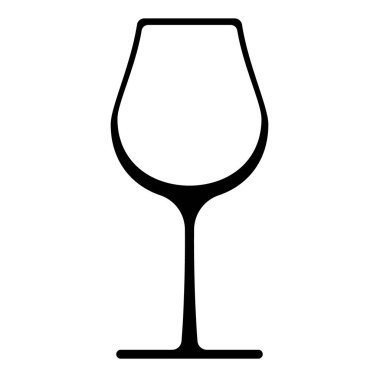 Kokteyl, şarap ya da Armagnac için siyah cam siluet. İçkiye karşılık bardak. Vektör illüstrasyonu, düz biçim