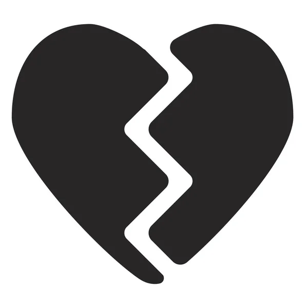 Corazón Negro Roto Estilo Plano Icono Forma Simple Ilustración Vectorial — Archivo Imágenes Vectoriales