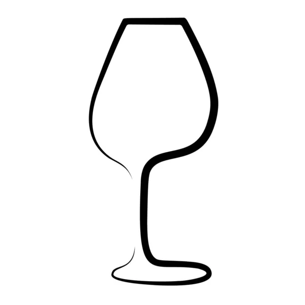 Dibujo continuo de línea. Copa de vino. Negro aislado sobre fondo blanco. Ilustración simple vector — Vector de stock