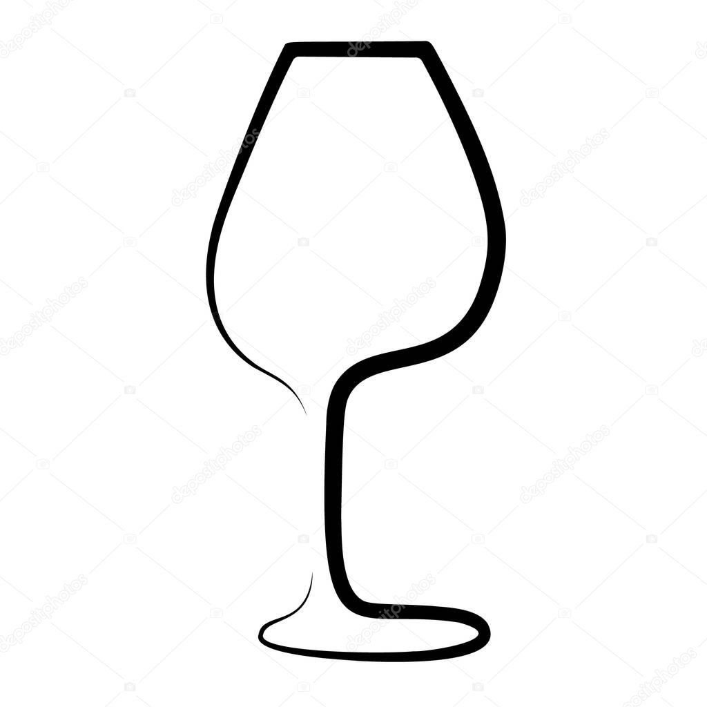 Continuous line drawing. Wine glass. Black isolated on white background. Simple vector illustration.