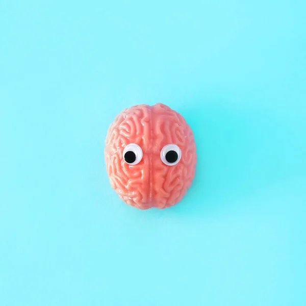 Brain Face Eyes Minimal Background Concept Fun Humor — Stock Photo, Image